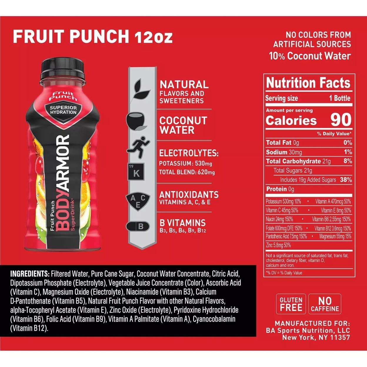 BodyArmor Sports Drink Variety Pack 12 Fluid Ounce (Pack of 24)