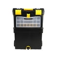 thumbnail image 1 of Erie Tools Portable Rolling 2-Tiered Organizer Storage Box with Foldable Auto-Locking Handle and Detachable Storage Compartment for Crafts Toys Fishing Tools, 1 of 4