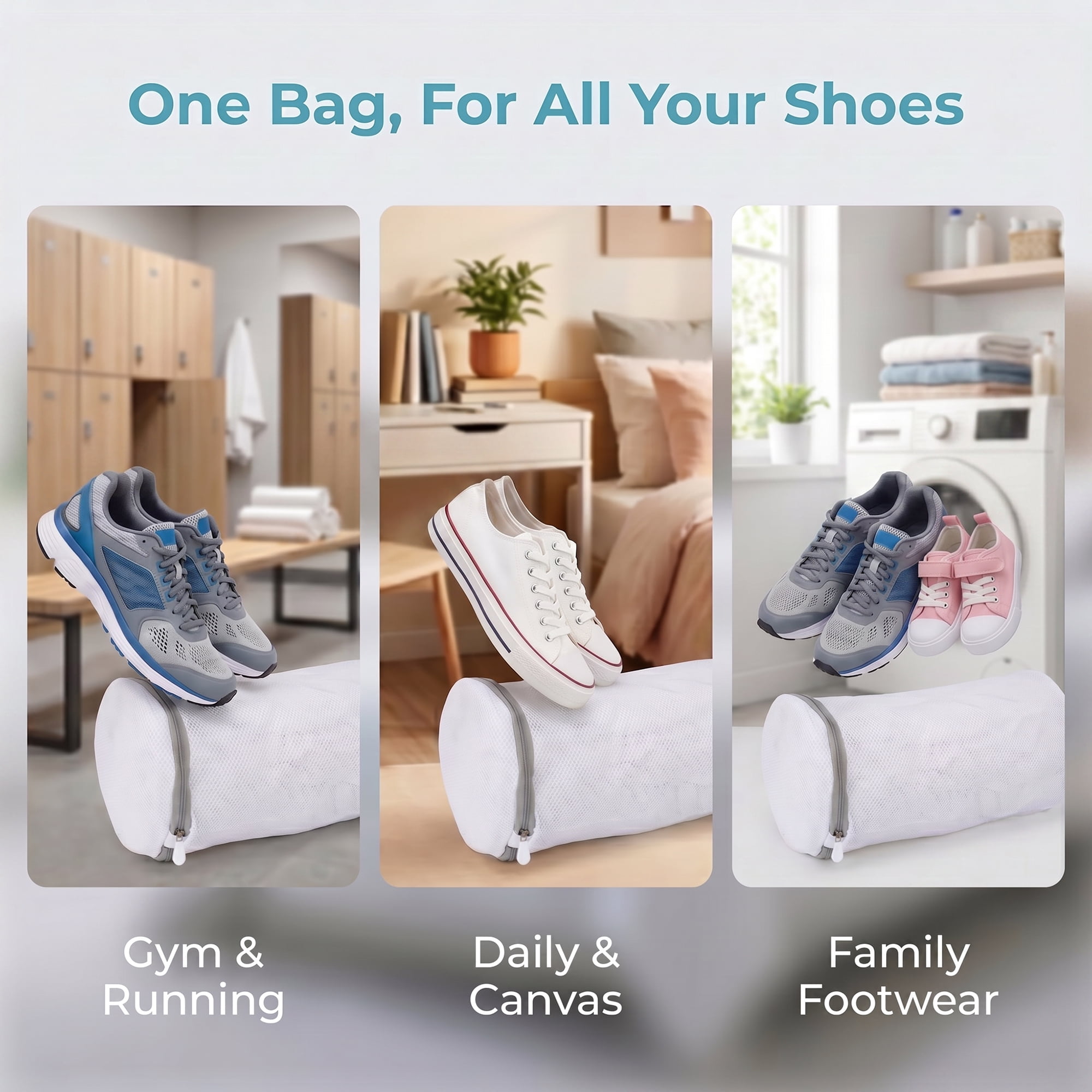 Unique Bargains 2 Pack Polyester Mesh Laundry Zippered Shoe Bag for Washing Machine Small