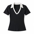 thumbnail image 5 of T Shirts for Women Summer Casual Color Block Short Sleeve V Neck Collared Slim Fit Dressy Casual Work Tshirts, 5 of 5