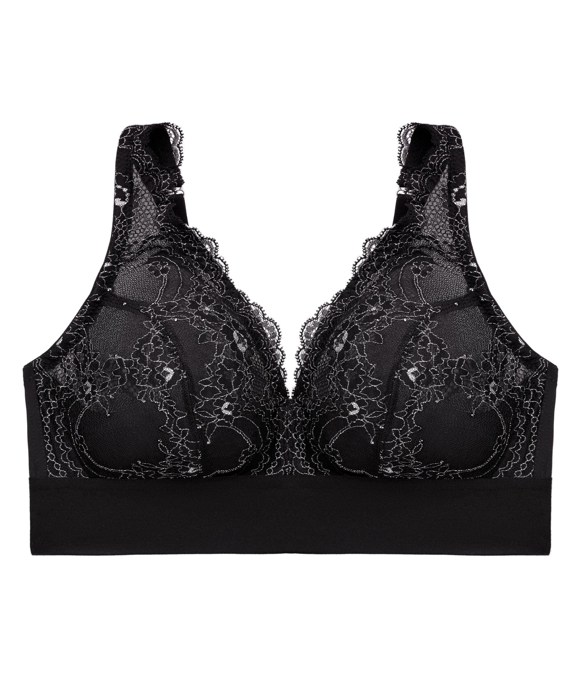 Glamorise Bramour Lexington Lace Plunge Bralette Wirefree Bra 7013 (Women's & Women's Plus)