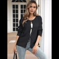 thumbnail image 4 of Suéteres para Mujer, Modernos, Otoño-Invierno, con Abertura Frontal, Larga, Botones, Chaqueta Corta para Dama. Negro L, 4 of 9