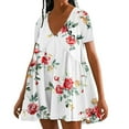 thumbnail image 1 of Vestido de Verano Casual, Vestido de Cuello en V sin Mangas Impreso Suelto Hecho de Poliéster Cómodo para el Uso Diario de Verano de Primavera, Vestido de Verano de Mujer, 1 of 4