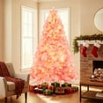 thumbnail image 3 of Patiojoy 7.5 FT Artificial Tinsel Christmas Tree Pre-lit Xmas Tree w/ 550 Warm White LED Lights Pink Branch Tips, 3 of 10