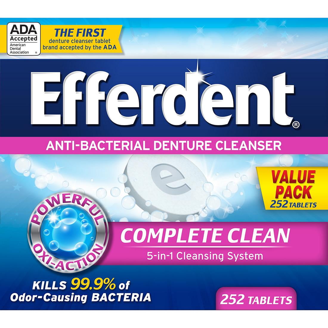 Efferdent AntiBacterial Denture Cleanser Tablets, 252 ct.