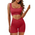 thumbnail image 5 of KISSMODA Womens High Waist Running Workout Sets Yoga Shots With Crop Tank Tops Athletic Outfits 2 piece Sprot Sets, 5 of 7