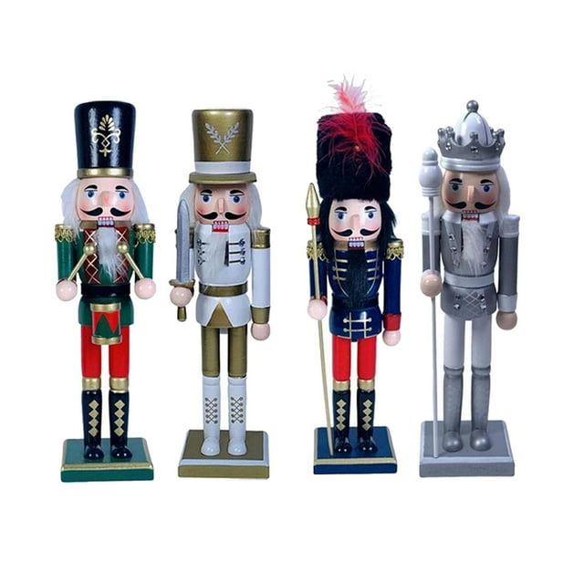 4 Piezas de Figuras de Cascanueces de 12 Pulgadas, Decoración Artesanal, Adorno de Cascanueces Coleccionable para Decoración de Interior Estilo L Sunnimix Figurita de Cascanueces