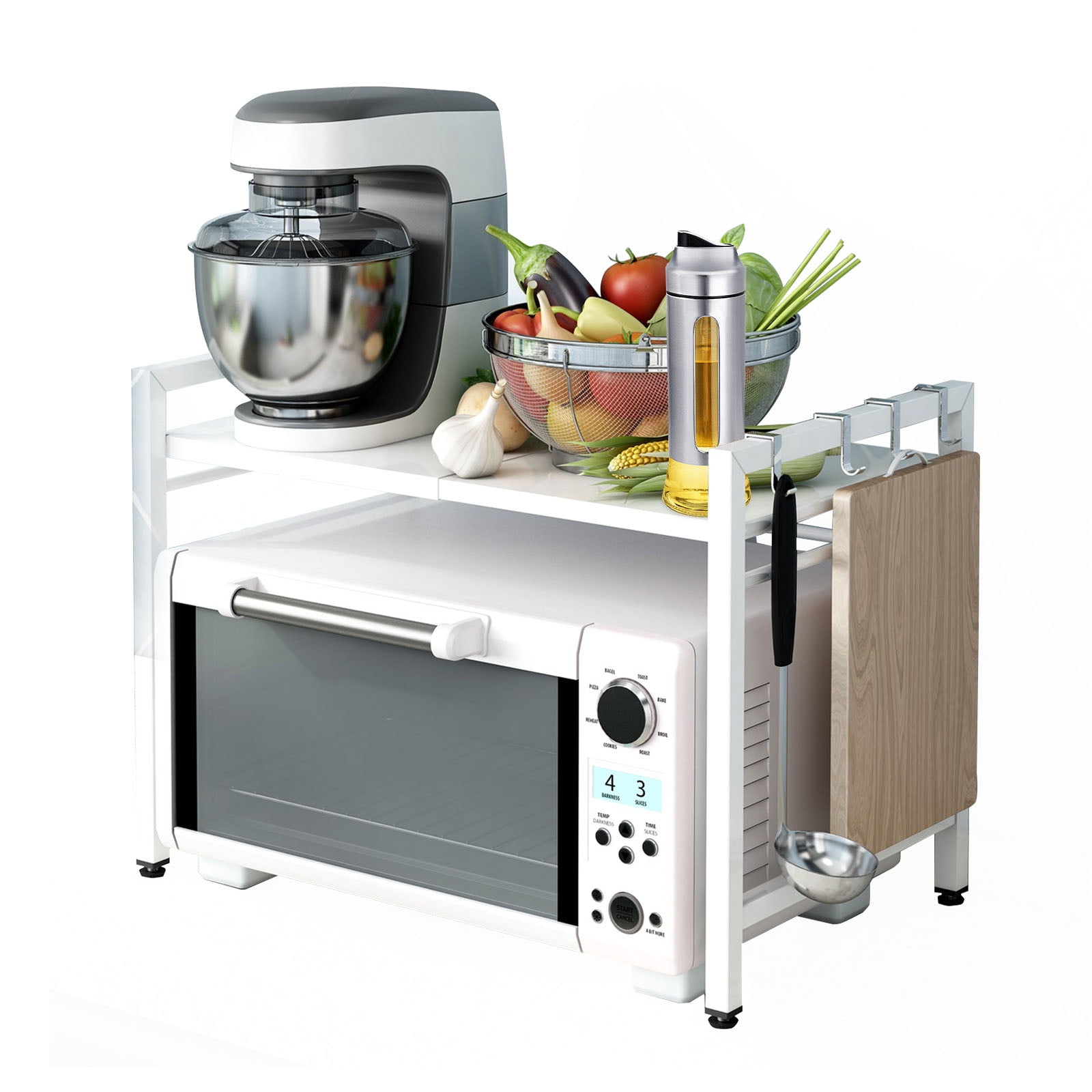 2Tier Expandable Microwave Rack Baker's Rack Countertop Microwave Rack