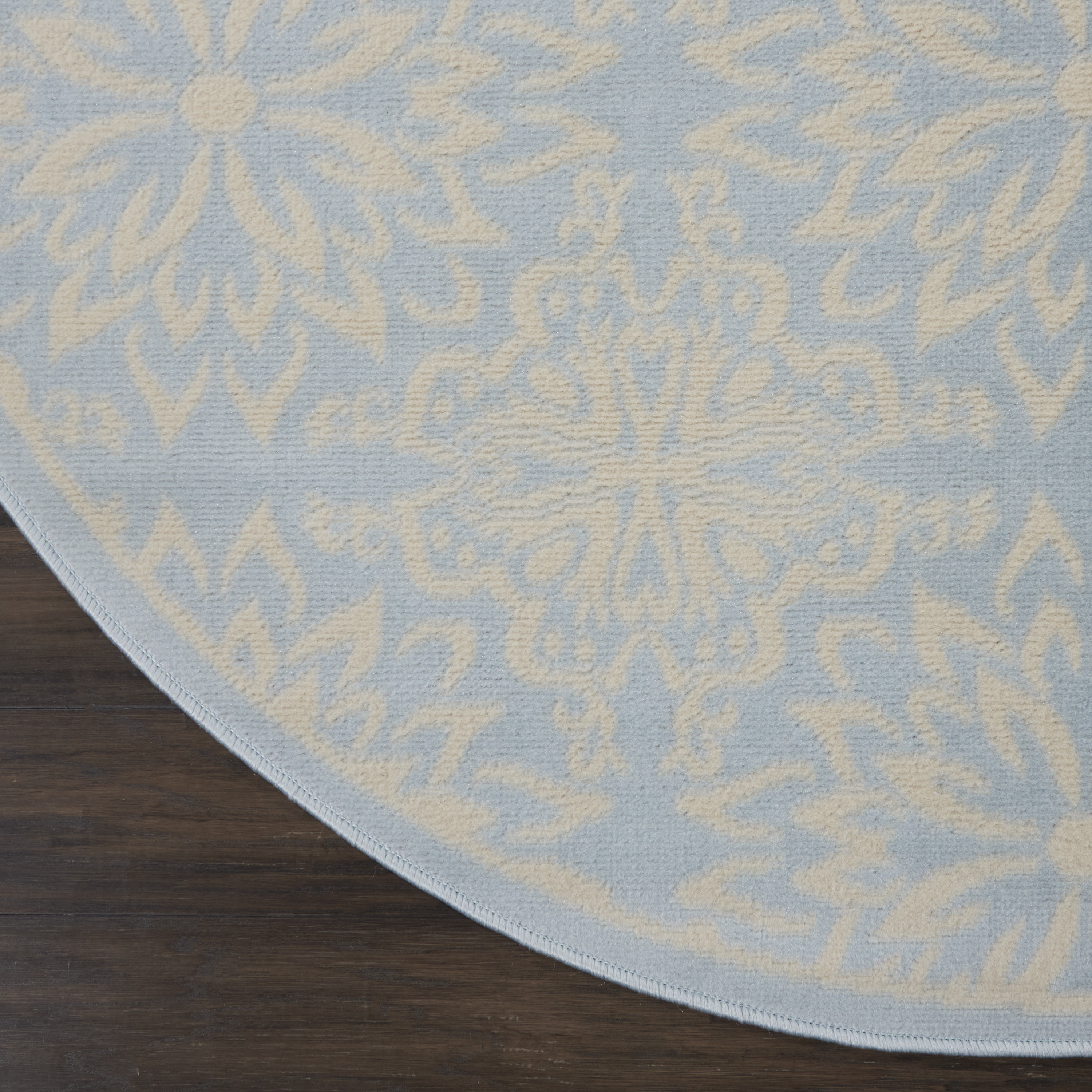 Walmart Bliss Modern Floral Ivory/Light Blue 5'3" x Round Area Rug, (5' Round)