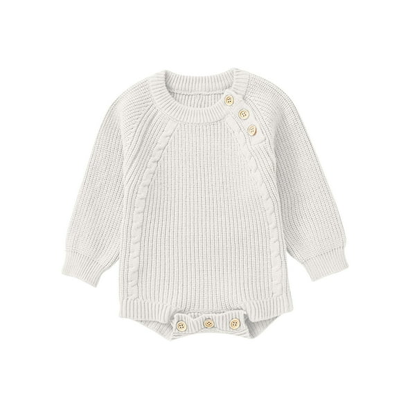 Chbgutlmr Newborn Baby Clothes Boy Girl Long Sleeve Knit Sweater Rompers Toddler Warm Crewneck Onesie