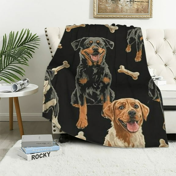 BCIIG Rottweiler Dog Throw Blanket for Home Living Room Decor,Lightweight Blanket Gifts for Women Men Kids Multicolor 40x50in