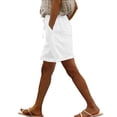 thumbnail image 6 of JJHGVB Womens Linen Shorts High Waisted Wide Leg Lounge Shorts Linen Bermuda Shorts for Women Flowy Shorts Below the Knee Women Linen Shorts Pure Color Shorts Beach Boho Casual Pants White 1 S, 6 of 7