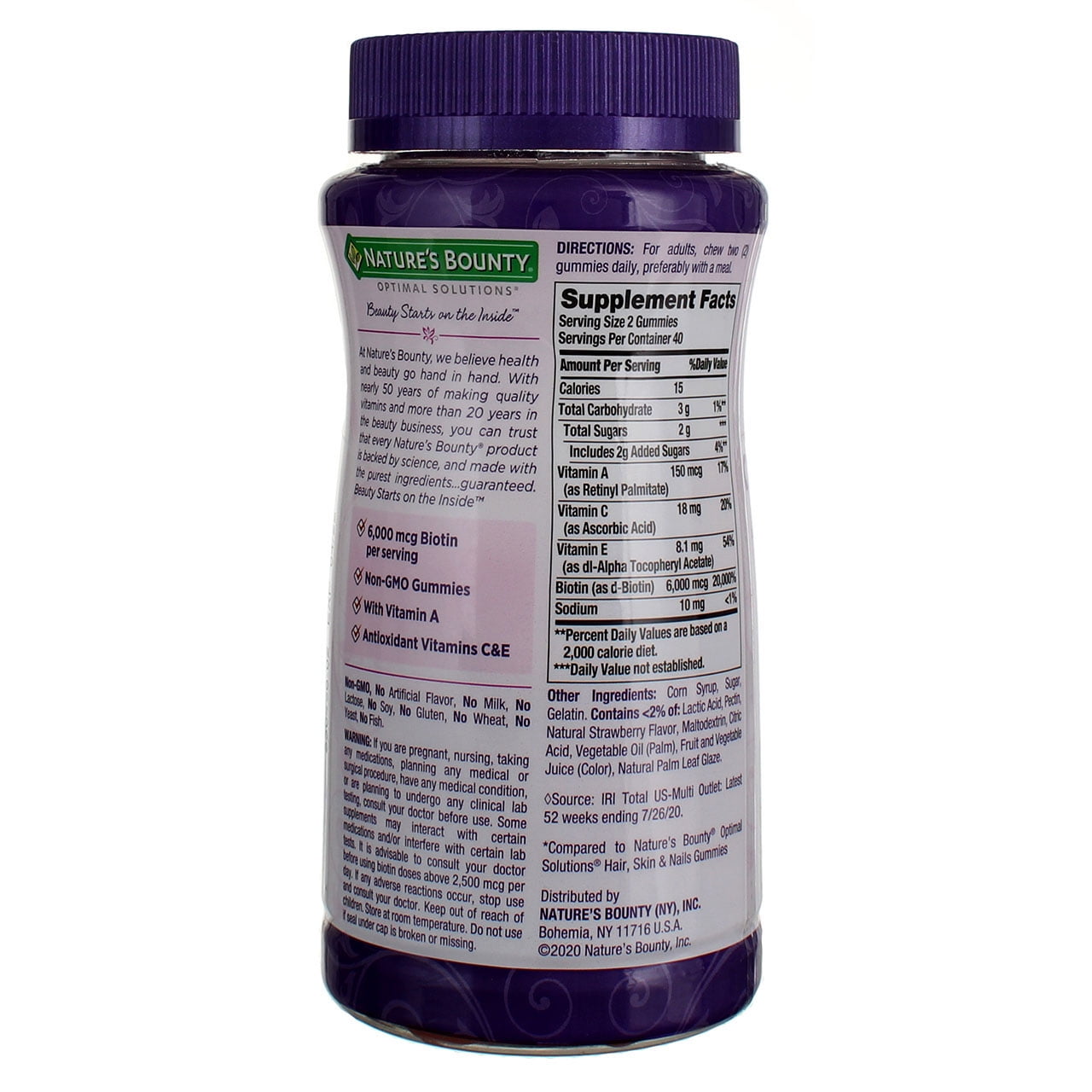 Nature's Bounty Advanced Hair, Skin, Nails, 2X Biotin, 80 Strawberry Gummies 1 ea (Pack of 6)