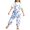 Blue, variant on Girls Overalls Floral Print Adjustable Strap Straight Leg Jumpsuits Summer Kids Loose Fashion Casual Rompers with Pockets