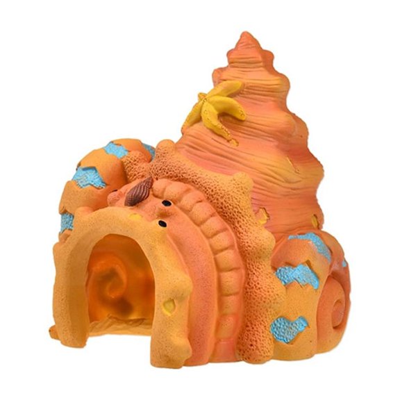 Aquarium Resin House Decoration Conch Castle Rock Cave Betta Fish for Tank Accessories for Hermit Crabs Crayfish Guppy S