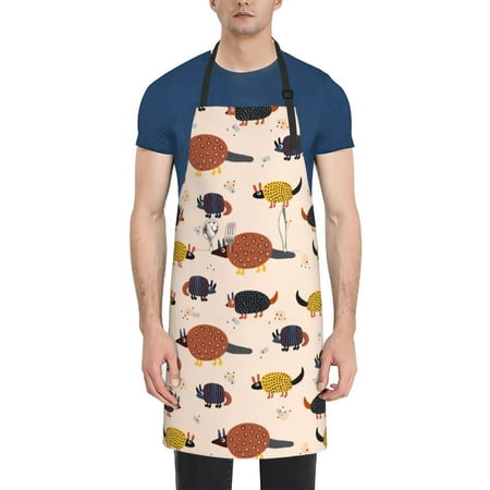 

Tebeau Cute Armadillo1 Print Waterproof Cooking Aprons Adjustable Bib Soft Chef Apron with 2 Pockets for Men Women