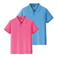 thumbnail image 2 of Girls Short Sleeve Shirts 2 Pack Button Down Dressy Top Solid Color Casual Polo for Kids School Uniform Golf 5-14Y Blue 150, 2 of 6