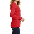 thumbnail image 3 of Womens Long Sleeve Fan Favorite Cotton/Polyester V-Neck Tee Bright Red X-Large, 3 of 5