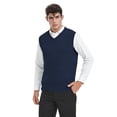 thumbnail image 2 of TOPTIE V-Neck Vest Uniform Men's Knitted Cotton Sweater Vest Sleeveless School Knitwear-Navy-M, 2 of 7