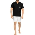 thumbnail image 2 of HAPPY BAY Men's Beach Summer Button Down Short Sleeve Untucked Casual Shirt With Pocket Solid Oxford Shirts for Men L Dak Night Sky_AE29, 2 of 6