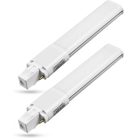 

2-Pack 6W LED GX23 PL Lamp GX23d 2-Pin Base 13W CFL/Compact Fluorescent Lamp Replacement 120V Single Tube LED PL Horizontal Recessed Bulbs (Remove/Bypass The Ballast) (Daylight)