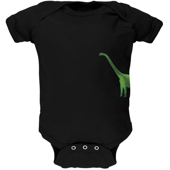 Brachiosaurus Dinosaur Distressed Black Soft Baby One Piece - 18 month