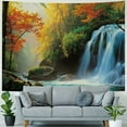 thumbnail image 4 of PRATYUS  Waterfall Tapestry, Deep Forest and Waterfall Autumn Fall Seasonal Forest Print, Wall Hanging Wall Decor, Turquoise Orange  50x40inch, 4 of 6