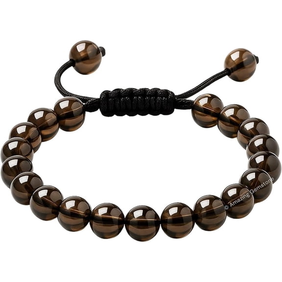 Smoky Quartz Crystal Bracelet - 8mm Beaded Bracelet and Healing Stones