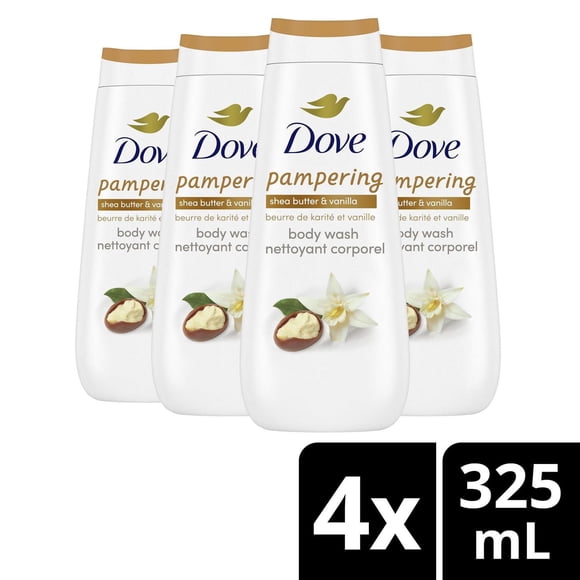 Dove Pampering Shea Butter & Vanilla Body Wash, 4x325ml