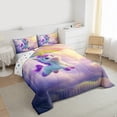 thumbnail image 3 of Castle Fairy Kids Children Cartoon Unicorn 3 Pieces Queen Comforter Set,Kawaii Gradient Rainbow Ultra Soft Bedding Sets,Dreamy Princess Bedding Comforter Set Breathable,Microfiber Bedroom Decor, 3 of 8