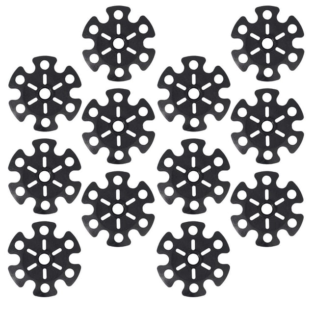 FESTFENDS 12 Pcs Protecteur de Poteau de Randonnée en Forme de Flocon de Neige en Caoutchouc Noir pour Poteaux de Randonnée