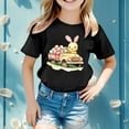 thumbnail image 2 of MIXUE Toddler Girls Tops & T-Shirts Easter Bunny Round Neck Short Sleeve Casual Tops Pullover Tee Shirts Streetwear,Black,3-4 Years, 2 of 4