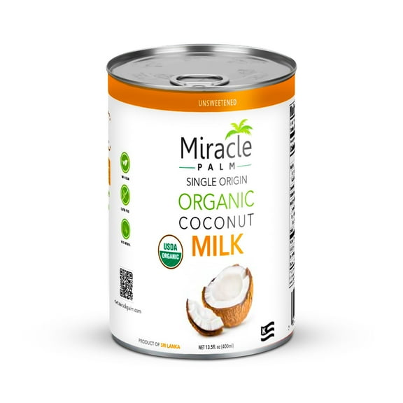 Miracle Palm Coconut Milk Unsweetened - Coconut Milk Canned, Unsweetened Coconut Milk Organic (13.5 Fl Oz 12 pack)