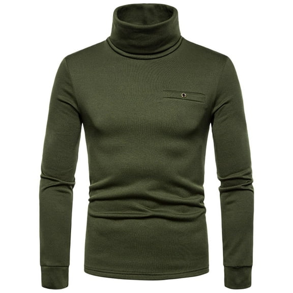 TAIAOJING Sweatshirts For Men Fashion Loose Turtle Neck Plush Bottoming Shirt Long Sleeve T Shirt Street -Hop Sweatshirts
