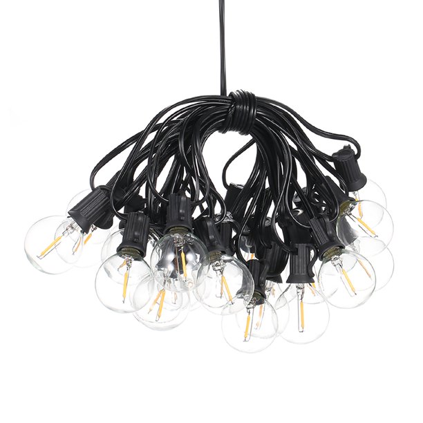 Cadena de lámpara Tomshine Solar Powered G40 LED String Lights 7.62m / 25ft 25 enchufes con un total de 27 bombillas Blanco cálido IP45 Resistente al agua Interior al aire libre Luz colgante de hadas Tomshine Cadena de lámpara