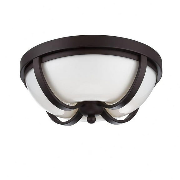 Traditional 2-Light Led Flushmount with Opal White Glass 5 inches Ceiling Mount-Bronze Finish Bailey Street Home 79-Bel-1862924