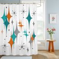 thumbnail image 4 of Boho Middle Century Shower Curtains for Bathroom, Retro Orange Teal Grey Star Rhombus Waterproof Fabric Shower Curtain, Decorative Bathroom Curtain for Bathtub, 72"x72" , No Hooks Included, 4 of 9