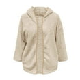 thumbnail image 5 of Winter Coats for Womens Plus Size Fleece Jacket Long Sleeve Hooded Cardigan Sweatshirts Open Front Lapel Outerwears, 5 of 5
