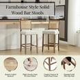 thumbnail image 4 of Dayalane Counter Height Bar Stools Set of 2, 26" Farmhouse Wooden Barstools with Rattan Back, Mid Century Modern Linen Upholstered Breakfast Bar Stool Chairs for Bar Kitchen Island Bistro, Beige, 4 of 17
