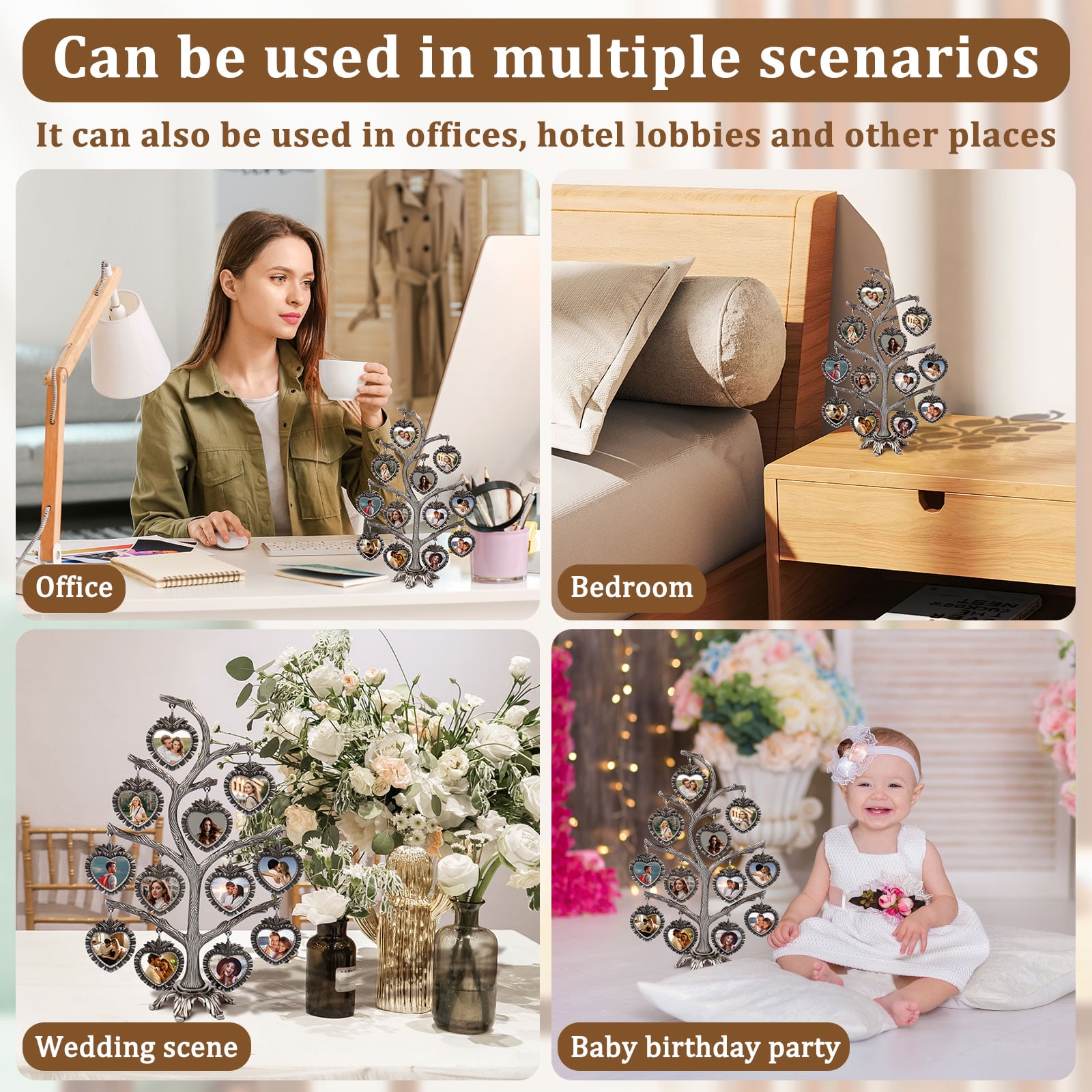 Keyohome Photo Frame Family Tree Metal Family Tree Photo Frame Tree Shape Display Rich Multi Picture Frame Tree Free Combination Photo Picture Tree Displays for Home Wedding Decor