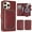 Red, variant on PU Leather Case for iPhone 14, 3-in-1 Detachable Magnetic Wallet Case with Card Bag & Inner Back Cover, Full Body Rugged Protection Kickstand Shockproof Classic Business Phone Case, Brown