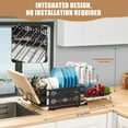 thumbnail image 4 of CEYAZYE Extendable Dish Drainers for Kitchen Counter, Small Dish Rack with Drying Tray 2 Tier Dish Drying Rack Stainless Steel Plate Dryer Rack with Utensil & Cup Holders, 4 of 7
