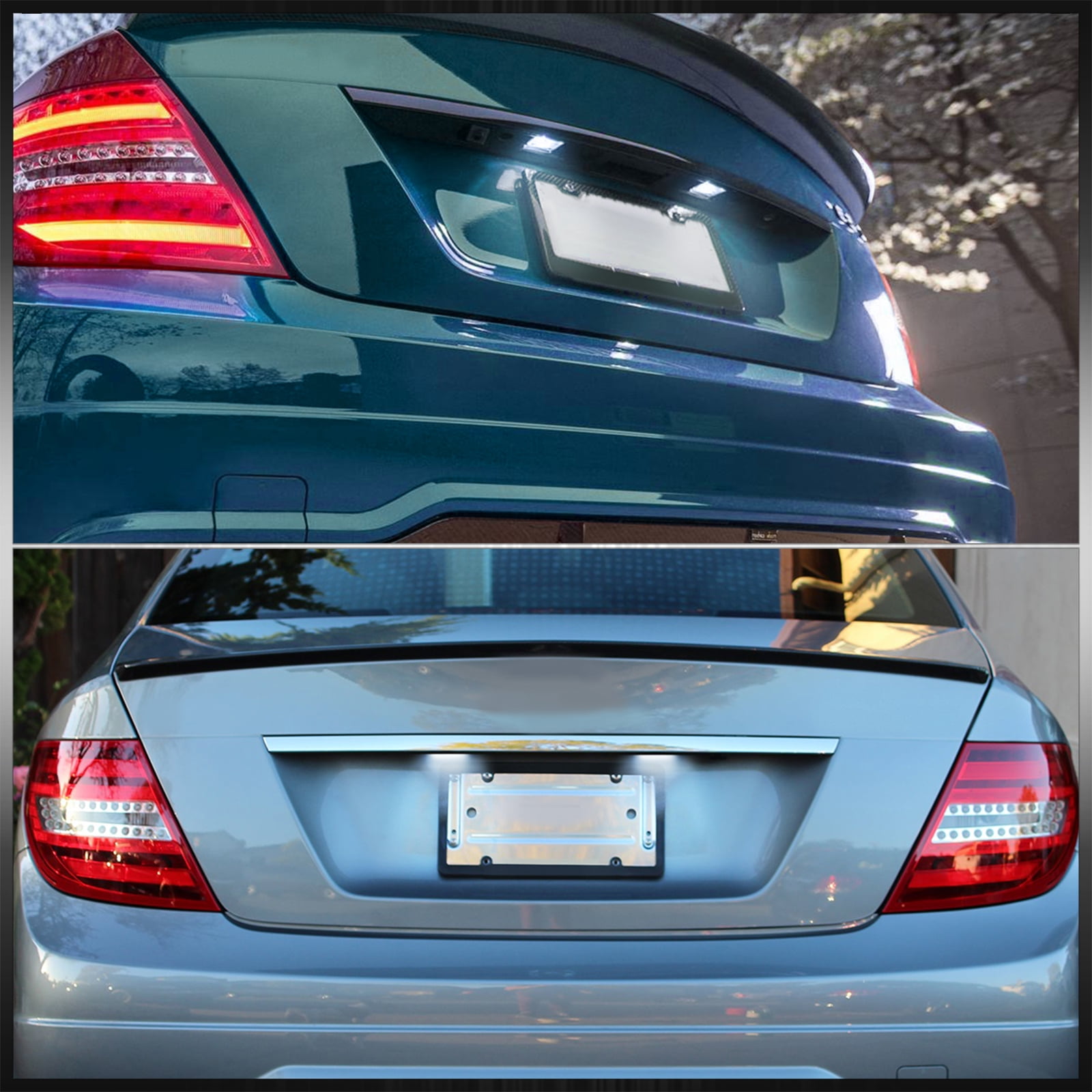 AJP Distributors Full LED License Plate Lights Bumper Lamps Tag Assembly Set Compatible/Replacement For Mercedes Benz C E S CL SL CLA CLS Class C63 E63 AMG W204 W205 C216 W218 C117 W212 W213 W221 W222