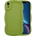 thumbnail image 2 of for iPhone XR Case 6.1 Inch Curly Wave Frame Phone Case Cute Design Color Aesthetic Phone Case Soft TPU Shockproof Protective Bumper Case Cover for Girls, Green, 2 of 12