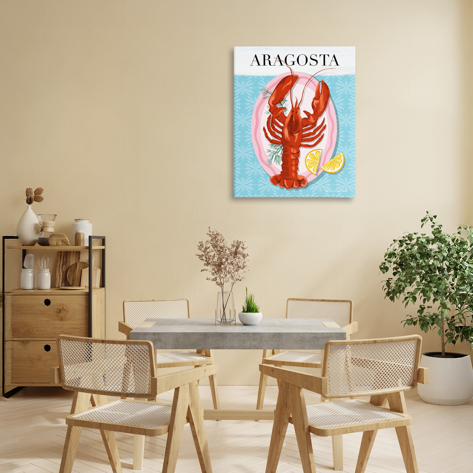 Stupell Industries Aragosta Lobster Dish Canvas Wall Art, design by Kelley Talent