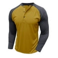thumbnail image 4 of Dagegui Cyber and Monday Savings! Men's Slim Fit Henley Shirts Raglan Long Sleeve T-Shirts Vintage Crewneck Buttons Pullover Tops Baseball Tees Fall Casual Shirt Yellow,M, 4 of 6