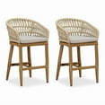 thumbnail image 1 of PURPLE LEAF 24" Counter Height Bar Stools Chair Set of 2, Modern Upholstered Patio Bar Stool with Backrest for Indoor and Outdoor, Kitchen Island, Teak, 1 of 11