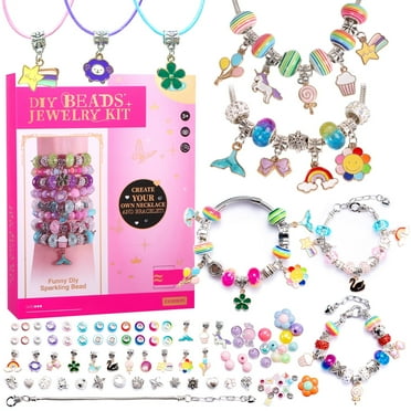TiokMc DIY Bead Jewelry Making Kit for Girls - 198 Pcs Friendship Bracelet & Necklace Craft Set