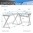 thumbnail image 4 of Pemberly Row Modern Reversible L-Shaped Clear Glass Top Computer Desk, 4 of 7
