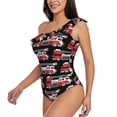 thumbnail image 2 of Gaeub Fire and Rescue Truck Women's One Shoulder Ruffle Tummy Control Swimwear for Swimming Surfing Beach Party - XX-Large, 2 of 8